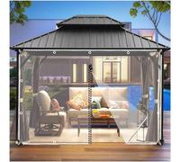 Transparent Pvc Tarpaulin Outdoor Curtains, Clear Gazebo Tarpaulin Side Panels, With Zips, 2.3x2m 2.8x2.5m Waterproof Tarpaulin Curtains, Pergola Tarpaulin Side Panels,WxH-2.3x2.3m/7.5*7.5ft