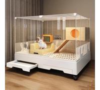 Transparent Rabbit Cage with Pull-Out Tray for Easy Cleaning, Suitable for Small Pets(White)