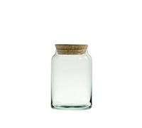 Transparent Recycled Glass Kitchen Jar With Cork Lid 0.86L