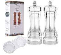 Transparent Refillable Adjustable Coarseness 4-8 inch Acrylic Clear Pepper Mill Peppercorn Grinder Combo Salt Pepper Shakers with Ceramic Rotor Kitchen Kitchen Tools Gadgets (5inch-2PCS Pack)