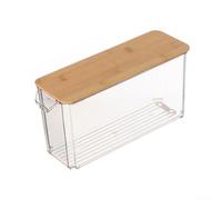 Transparent Refrigerator Organizer Bin with Top - PET Food Storage Box for Snacks Drinks Leftovers - Space Saving Cupboard Drawer Tray 31x20x10cm(30 * 10 * 14cm)