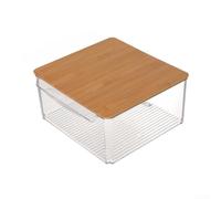 Transparent Refrigerator Organizer Bin with Top - PET Food Storage Box for Snacks Drinks Leftovers - Space Saving Cupboard Drawer Tray 31x20x10cm(30 * 30 * 14.5cm)