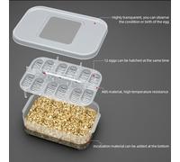 Transparent Reptile Egg Tray Hatch 12 Eggs 16.5x11x5.2cm w/Thermometer