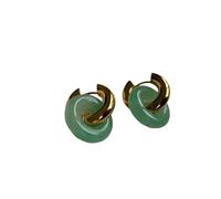 Transparent Resin Geometric Hoop Earrings for Women Stainless Steel Circle Ear Buckle Hoops with Natural Stone Charms Gifts