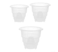 Transparent Resin Orchid Pots with Side Vents for Vertical Root Growth, High Air Circulation Flower Pot Set for Outdoor Garden Care, 3-Pack(12cm)