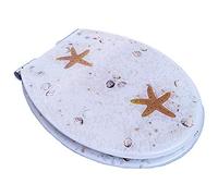 Transparent Resin Toilet Seat with Seashell & Sand Design | Slow Soft Close | Anti-Bacterial Stainless Steel Hinge | Hygienic & Comfortable Upgrade for Your Bathroom