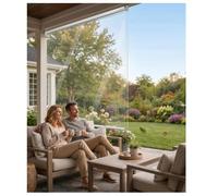Transparent Roller Blinds with eyelets， Clear Waterproof Roll Up Blinds Vinyl Plastic Roll Up Blind Easy to Pull Down & Up Windproof Rainproof ，Customizable Size(W85*H200cm/W33.4*H78.7in)