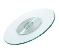 Transparent Rotating Tray Glass Swivel Serving Plate Heavy Duty Turntable | Dining Table Rotating Tray Lazy Susan Aluminum Alloy Base Round Swivel Tray For Home Kitchen Party(58cm/22in)