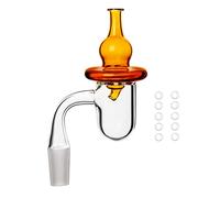 Transparent Round Bottom Shape Quartz Banger with Amber Glass Carb Cap and 10pcs 4mm OD Clear Quartz Pearl Balls,Hookah Accessories,Nicotine Free
