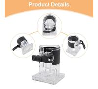 Transparent Router Base for RT0701C and WU601 Electric Trimmer Machines - Adjustable Gear & Screw Design, 109x88x80mm Plastic-Metal Construction