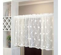 Transparent Scheibengardinen with Floral Embroidery Modern White Bistrogardine Kitchen ain Short Window Drapes 150x70cm Door Hanging Decor 1 Piece