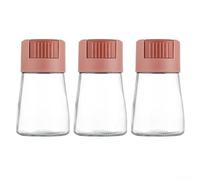 Transparent Seasoning Bottle Set Plastic Salt and Pepper Shakers Pepper Spice Jar Container Spice Storage Containers for Kitchen Cooking Salt(Pink 3pcs)