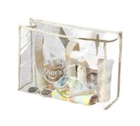 Transparent Shoulder Bag - Waterproof Stadium Approved Bag, Lightweight Long Strap Purse | Clear Tote Bags with Adjustable Strap, Large Through the Bag for Busy, khaki, see description, See