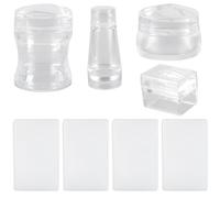 Transparent Silicone Nails Art Stamper Set 4 Pcs With Scrapers Double Head Designs For Fashionable Manicure Techniques Clear Nail Stamp Set