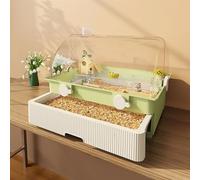 Transparent Small Animal Cage, Double Layer Large Space Hamster Cage, Drawer Bottom, Easy to Clean (Green)