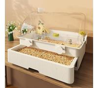 Transparent Small Animal Cage, Double Layer Large Space Hamster Cage, Drawer Bottom, Easy to Clean (White)