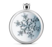 Transparent Snowflake Flask for Men Women Stainless Steel Portable Flask for Whiskey Liquor Wine Pocket Wine Drink Pot Travel Round Hip Flasks Leak Proof Classic Flasks 5 Oz