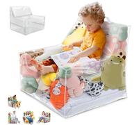 Transparent Sofa Toy Storage Chai, Stuffed Animal DIY Storage Bean Bag Seat, Waterproof PVC Zipper Sofa for Organizing Rooms Plush Toys When Filled (Cover Only, No Filler Included)