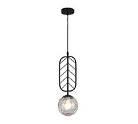 Transparent Spherical Glass Lampshade Pendant Lamp Black Wrought Iron Adjustable Hanging Ligh Banana Fan Small Chandelier for Restaurant Corridor Coffee Shop Light Fixture Made in China