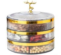 Transparent Stackable Candy Snack Bowl With Deer Handle For Home Kitchen Counter Organization And Dry Fruit Storage Display Green Color(G)