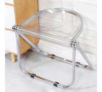 Transparent Stackable Folding Chair Ergonomic Acrylic Stool without Armrests Metal Frame for Balcony & Office Lightweight Portable Design Modern Clear Seating Solution