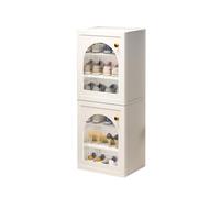 Transparent Stackable Shoe Rack Foldable Shoe Storage Box with Drop Down Front Plastic for Entryway & Bedroom (White 6 Tiers)