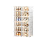 Transparent Stackable Shoe Rack Portable nizer Foldable Shoe Sto Boxes Space-Saving for Entryway & Bedroom 6-Tier 12 Grids Shoe Shelves