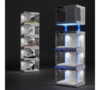 Transparent Stackable Shoe Rack with LED Smart Control Ideal for Displaying and nizing Sneakers - Space-Saving Design for Home or Store Use
