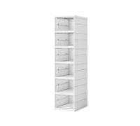 Transparent Stackable Shoe Storage Box 6 Tier Foldable Plastic Shoe with Clear Door Ideal for Bedroom and Entryway Space Saving Design
