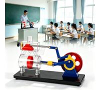 Transparent Steam Engine Model, Small Air Powered And Manual Dual Purpose Cylinder Demonstration Model, With Visible Internal Structure And Crank Connecting Rod Structure, For Learning