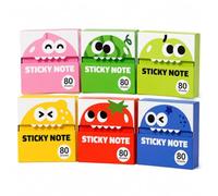 Transparent Sticky Notes 6 Boxes Cute Fruit Monster Pop Up Sticky Notes