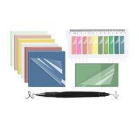 Transparent Sticky Notes and Book Markers Set, Index Tabs with Liquid Ink Marker, Study and Office Supplies, 9 Pieces