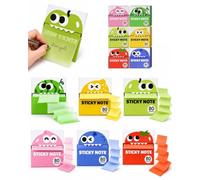 Transparent Sticky Notes Glitter 6 Fruit Monster Pull Out Dispenser Boxes | 80 Pack PET Film Sheets for Planners Textbooks Home School Work Office Desks Classroom Study Reminders Annotations and Gifts