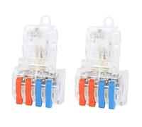 Transparent T-Type Non-Stripping Main Line Wire Connector, 2-in-4-out Quick Splitter for Downlights, Brass Conductor Terminals & Kits(T24 C)