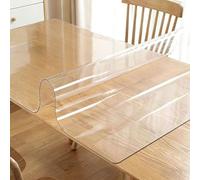 Transparent Table 98 x 140 cm Transparent Waterproof Clear Table Protector Wipeable PVC Waterproof for Worktop Kitchen Restaurant Party Events, Rounded corners