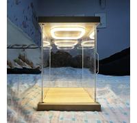 Transparent Tall Acrylic Display Box with Door ＆ Light, Dustproof Large Storage Cabinet for Collectibles, Action Figures Protection Show Cases, 4 6 8 10 12 14 16 18 20 24in(10x10x30cm/4x4x12in)