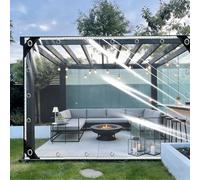 Transparent Tarpaulin 1 x 3.2 m Heavy Duty PVC Windproof Waterproof Plastic Clear Tarp Cover with Eyelets and Rope for Rabbit Hutch Chicken Coop, White