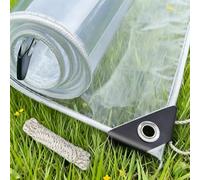 Transparent Tarpaulin 132 x 136 cm Heavy Duty 400 G M², Windproof Tear Resistant, UV Protected Clear Tarp with Grommets with Reinforced Edges & Eyelets for Garden, Gazebo, A