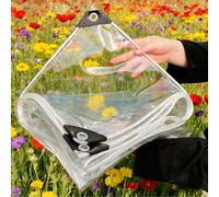 Transparent Tarpaulin 135 x 395 cm Heavy Duty PVC Windproof Waterproof Transparent Pergola Covers with Eyelets and Rope for Garden Patio Lawn Boats Truck Rv Car, White