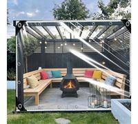 Transparent Tarpaulin 3 x 3 m Waterproof UV Resistant Heavy Duty Clear Tarp Pergola Covers with Eyelets and Rope for Rabbit Hutch Chicken Coop, White