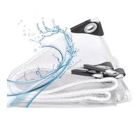 Transparent Tarpaulin 395 x 430 cm Heavy Duty PVC Windproof Waterproof Transparent Pergola Covers with Eyelets and Rope for Home Garden Outdoor Hay Log Pile Roof, White