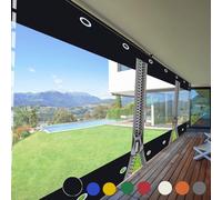 Transparent Tarpaulin Side Panels with Zip,Waterproof Clear Tarp Curtain,Outdoor Heavy Duty Splicing Tarpaulin with Eyelets,for Patio,Pergola, Porch, Gazebo,HxW-1x3.8m/3.28x12.47ft,Customisable