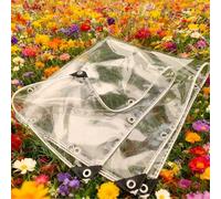 Transparent Tarpaulin Waterproof 100 x 395 cm Waterproof UV Resistant Heavy Duty Poly Clear Vinyl Tarp Cover with Eyelets 400G ㎡ for Home Garden Outdoor Hay Log Pile Roof, White