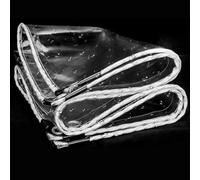 Transparent Tarpaulin Waterproof 130 x 155 cm Heavy Duty PVC Windproof Waterproof Outdoor Transparent Cover with Eyelets and Rope for Garden Patio Lawn Boats Truck Rv Car, White