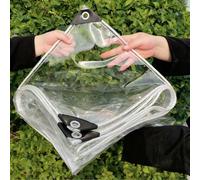 Transparent Tarpaulin Waterproof 350 x 395 cm Heavy Duty PVC Windproof Waterproof Outdoor Transparent Tarp Sheet with Eyelets 400G ㎡ for Rabbit Hutch Chicken Coop, White