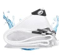 Transparent Tarpaulin Waterproof 395 x 460 cm Waterproof UV Resistant Heavy Duty Clear Tarp Pergola Covers with Eyelets and Rope for Garden Patio Lawn Boats Truck Rv Car, White