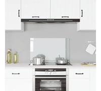 Transparent tempered glass kitchen splashback, 80 x 50 cm, heat resistant up to 240 °C, with mounting material, splash guard for kitchen, protects walls from grease and dirt, easy to clean