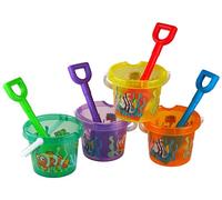 Transparent Toddlers Beach Buckets And Spades - Fish Sealife Design - Set of 4