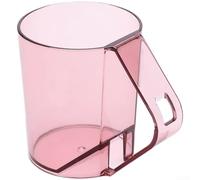 Transparent Toothbrush Holder Cup with Drain Hole - Ergonomic Grip Plastic Mug for Bathroom Sink Storage - Dust for proof Inverted Design 7.6x6.3x9cm(pink)