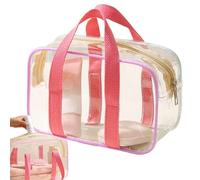 Transparent travel cosmetic bag, practical travel cosmetic bag for road trips and on the go, large waterproof make-up storage bag with zip for school, airport, concerts, work